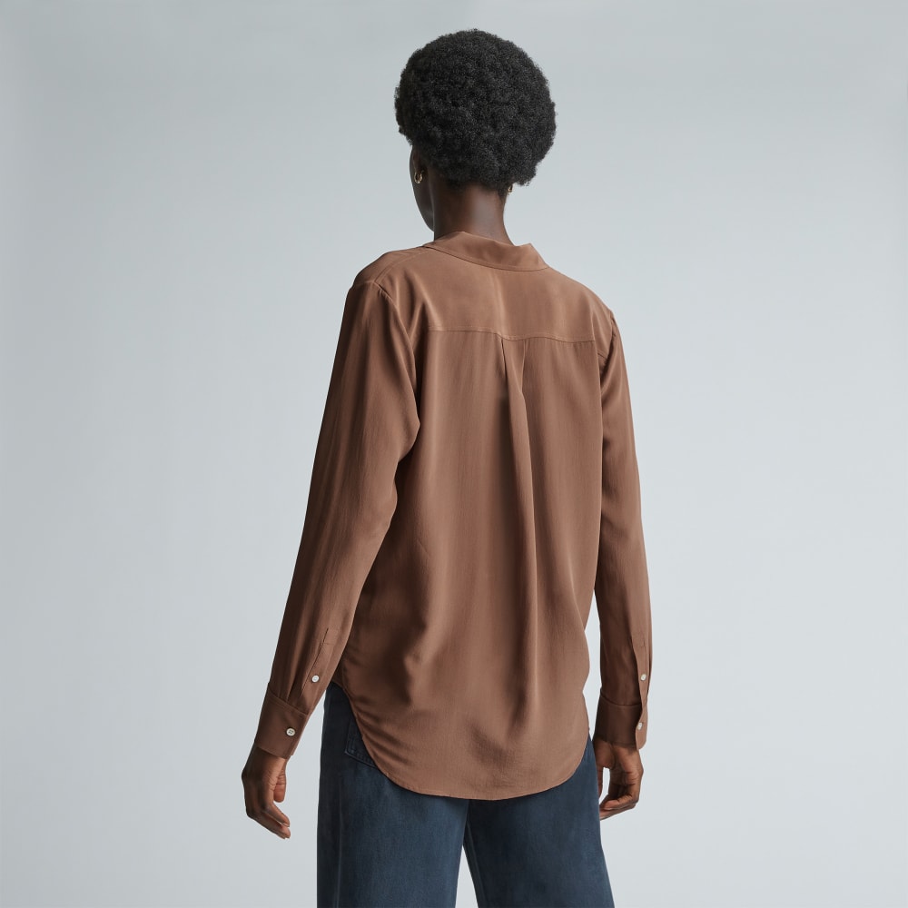 The Must-Have Shirt in Washable Silk | Carob Brown