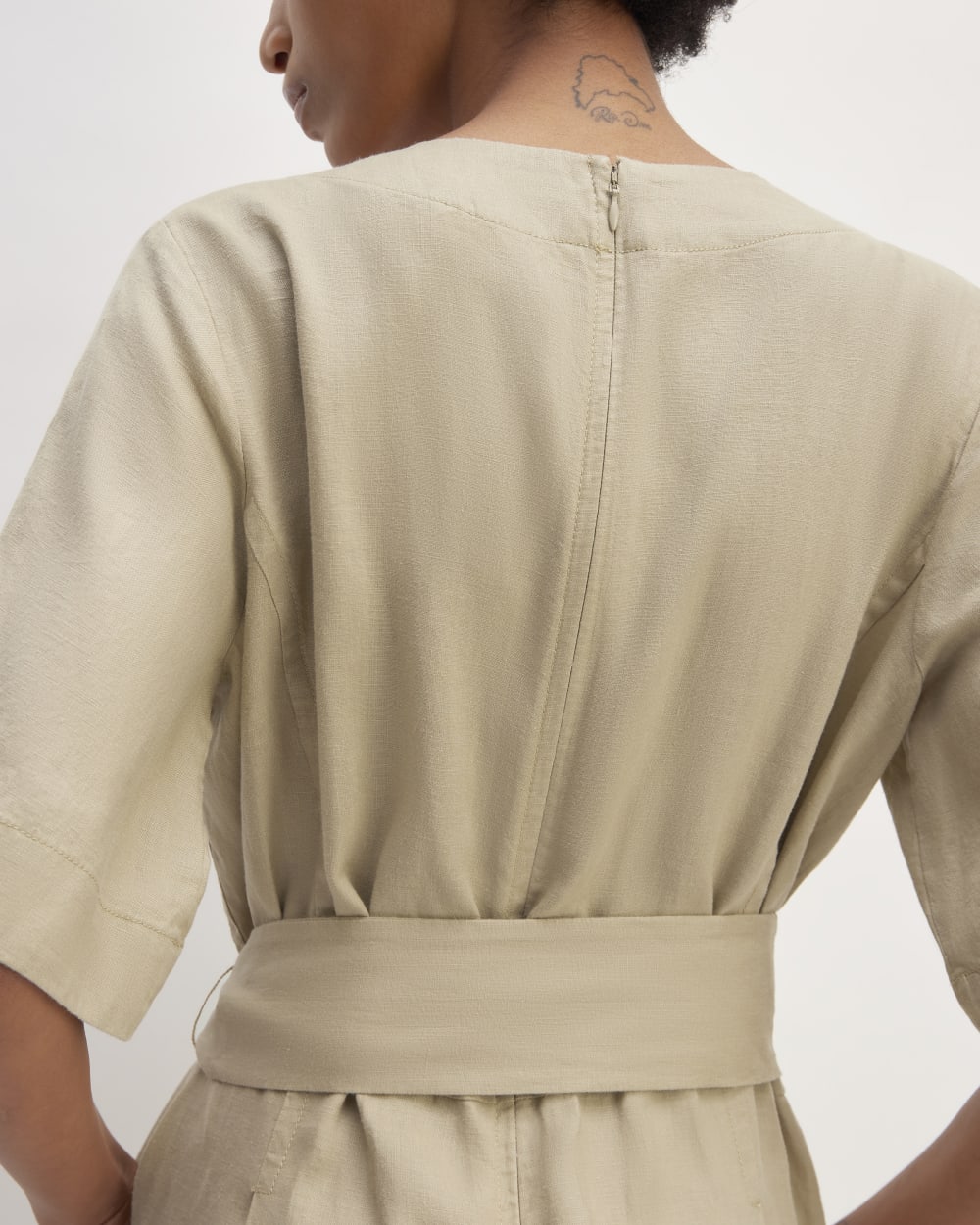 The Wrap Jumpsuit in Linen | Trench Coat Khaki