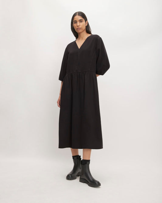 The TENCEL™ Puff-Sleeve Dress | Black