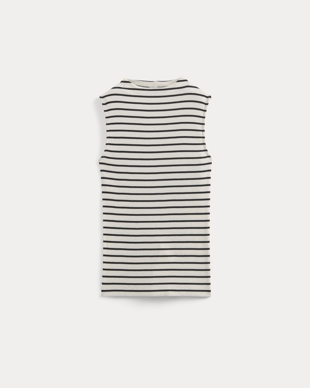 The Luxe Rib Funnel-Neck Tank | Bone / Black