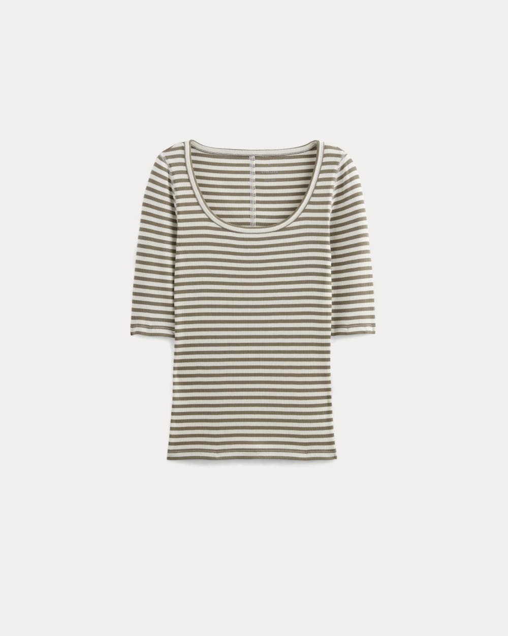 The Luxe Rib Scoop-Neck Tee | Bone / Deep Taupe