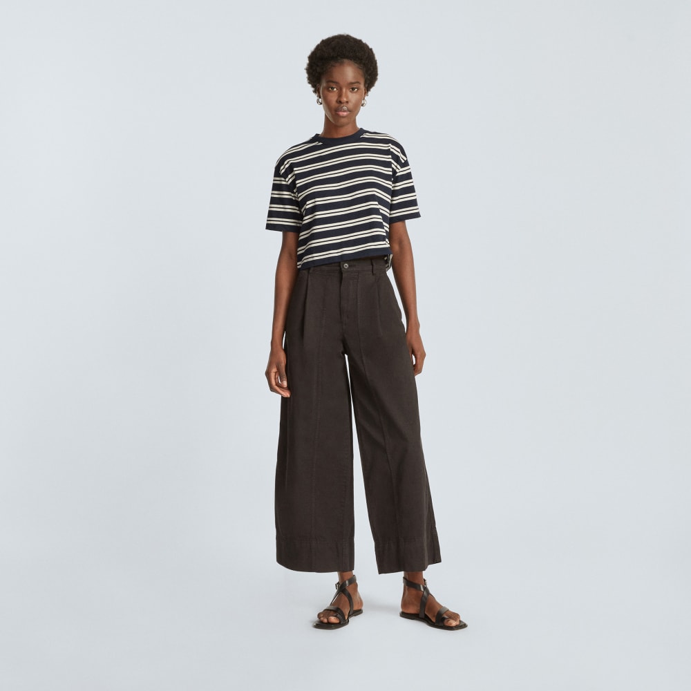 The Organic Cotton Cropped Tee | Navy / Tan