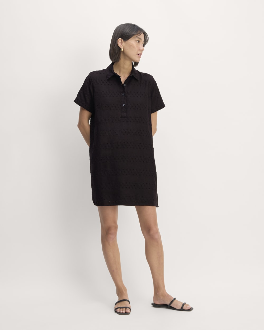 The Linen Eyelet Shirtdress | Black Eyelet