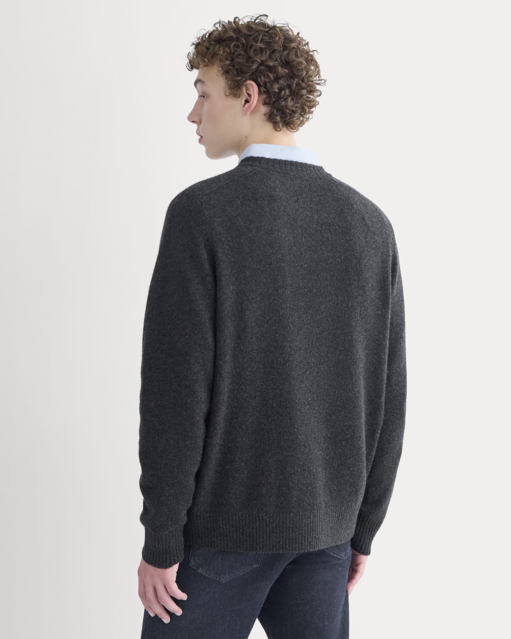 Midweight Cashmere Crew | Heathered Black
