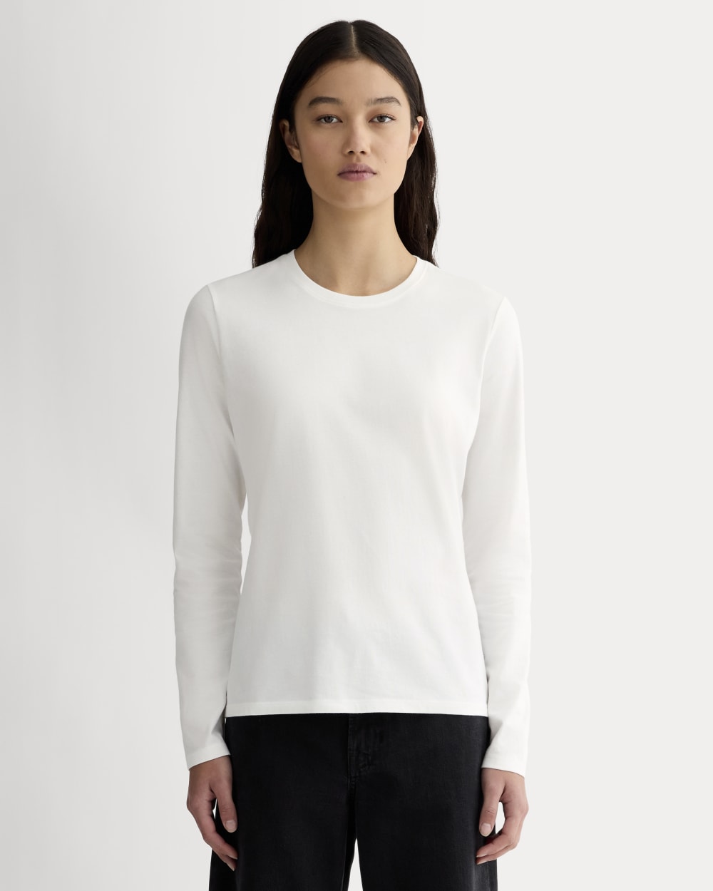 The Slim Long-Sleeve Crew in Essential Cotton | White
