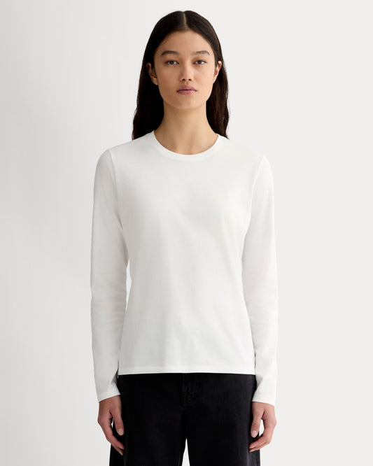The Slim Long-Sleeve Crew in Essential Cotton | White
