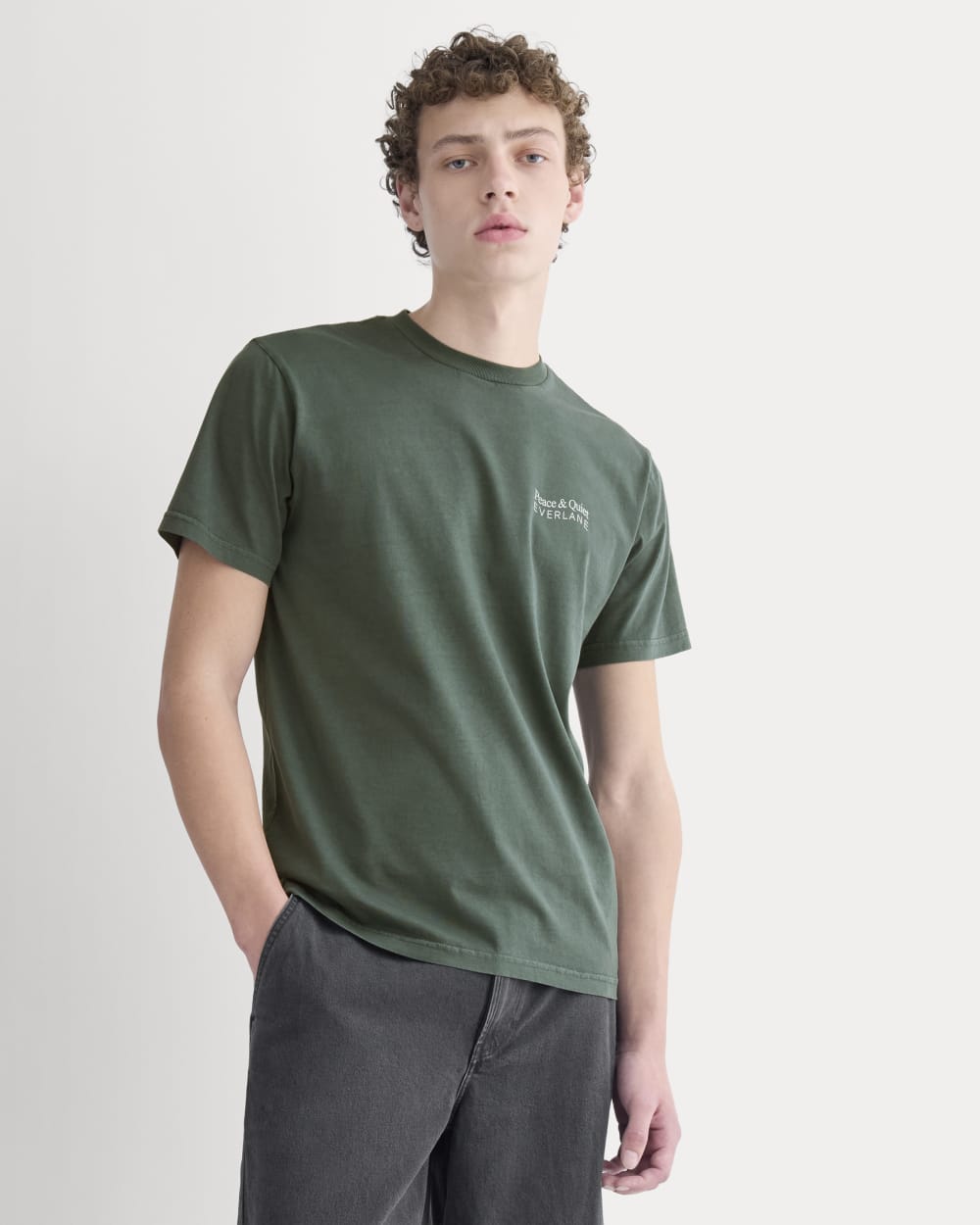 Everlane x Peace & Quiet Graphic Logo Tee | Pine