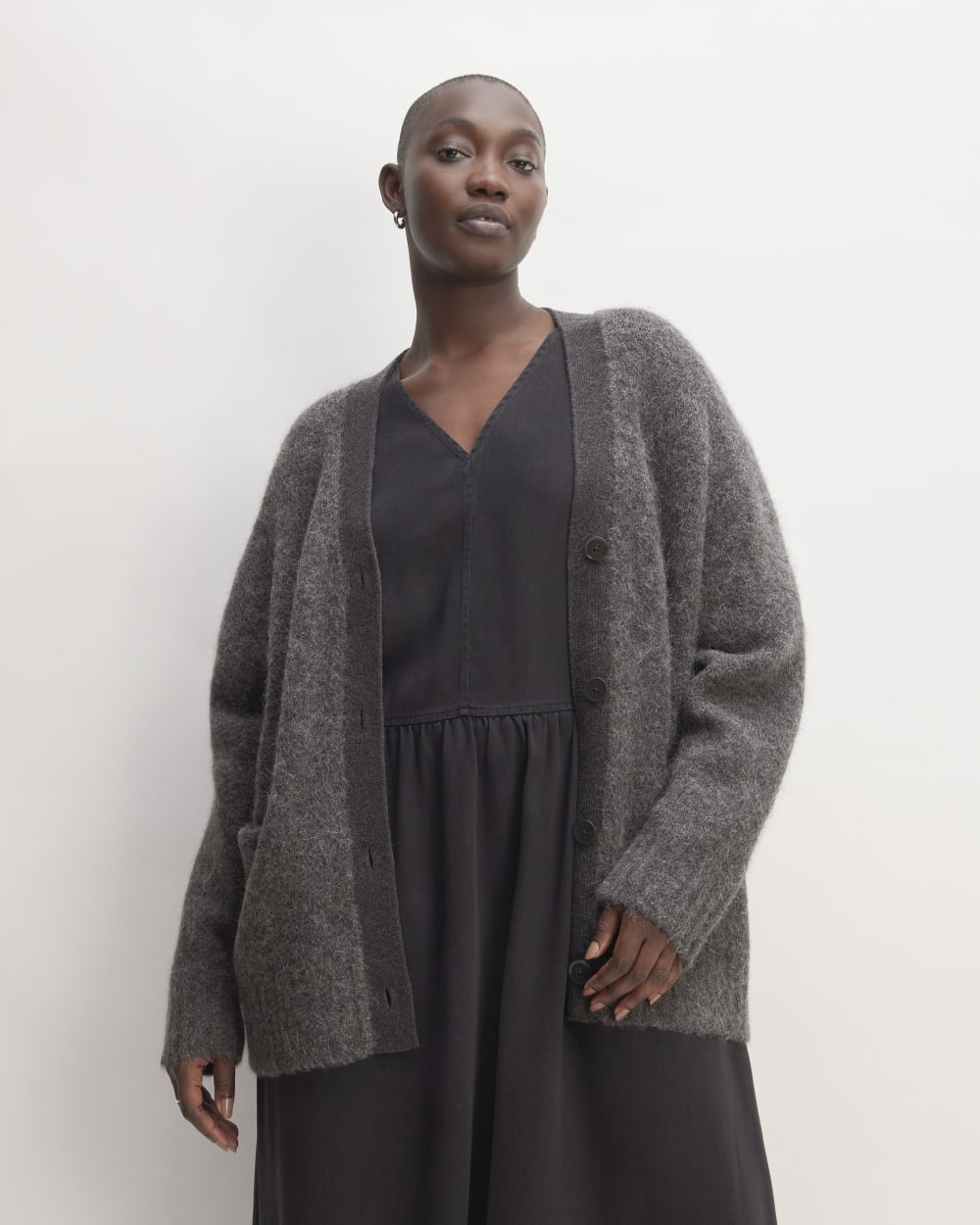 The SuperFuzz Alpaca Cardigan | Dark Charcoal