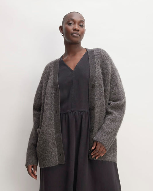 The SuperFuzz Alpaca Cardigan | Dark Charcoal