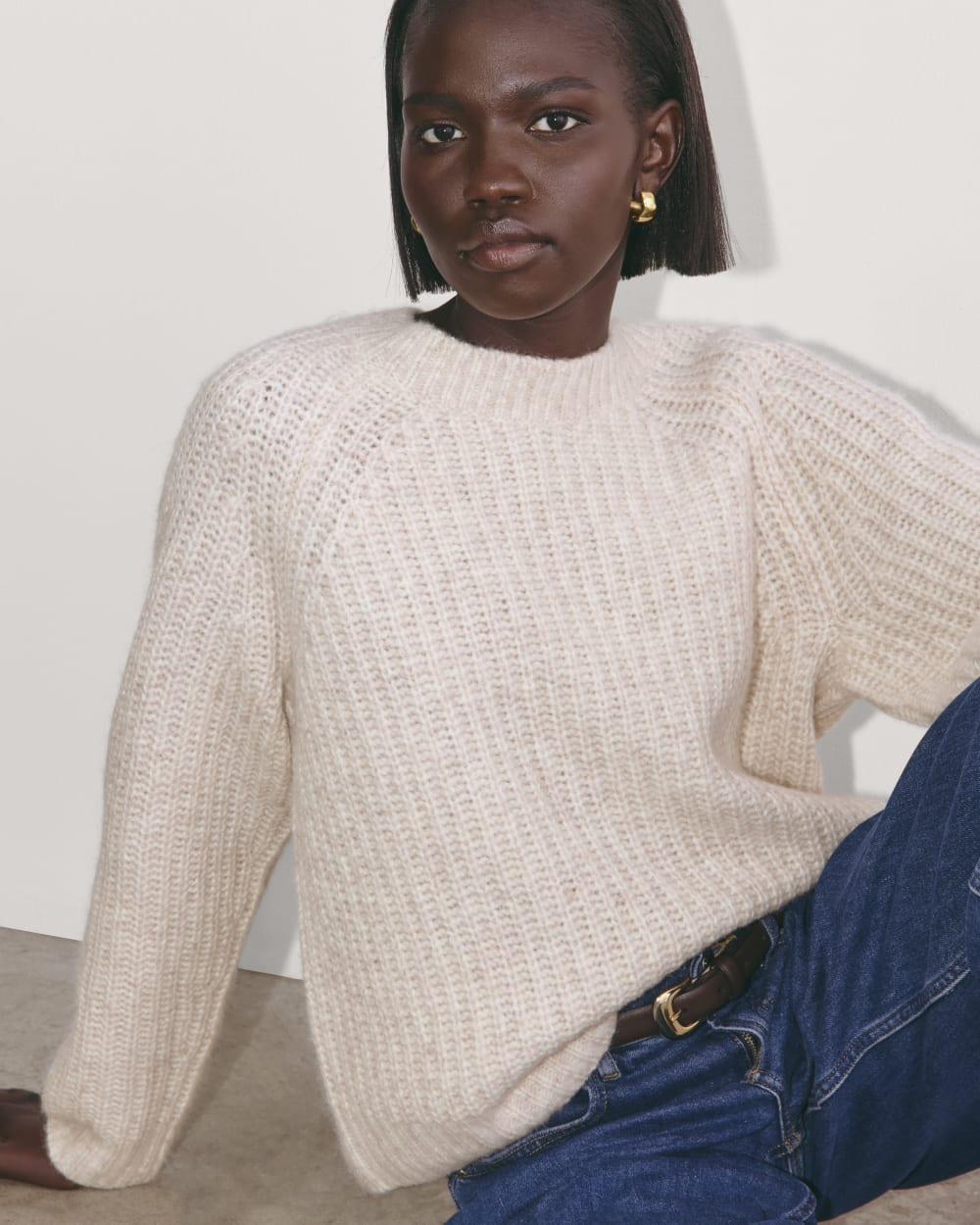 The Fisherman Crew in Cloud | Heathered Oat