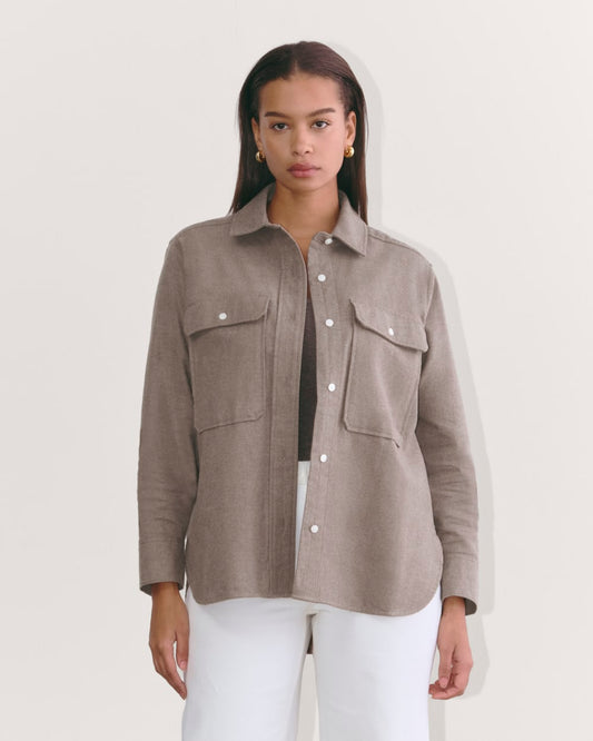 The Boyfriend Shirt in Flannel | Taupe Melange