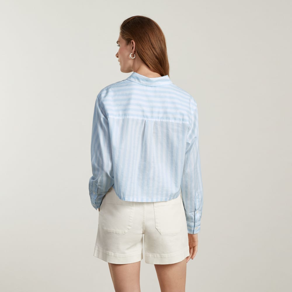 The Way-Short Shirt in Silky Cotton |  Mariner Blue / White