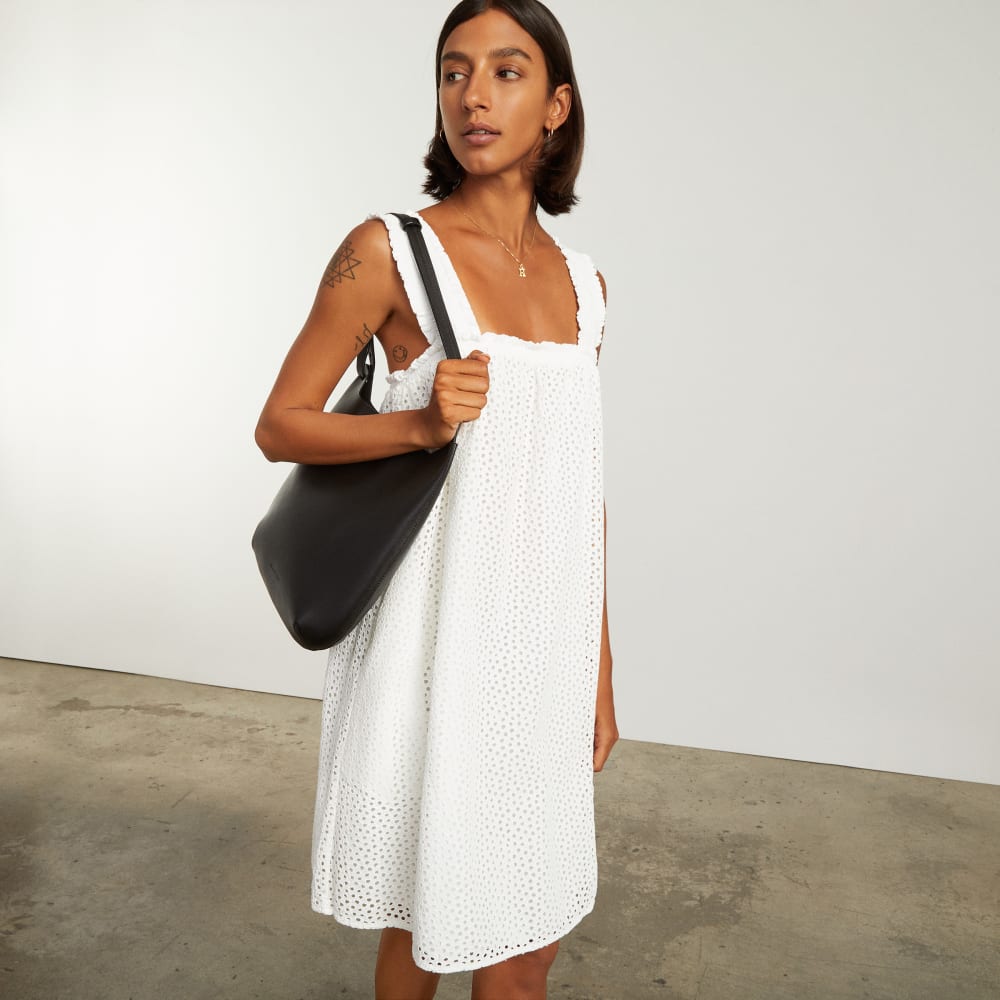 The Eyelet Smock Dress | White