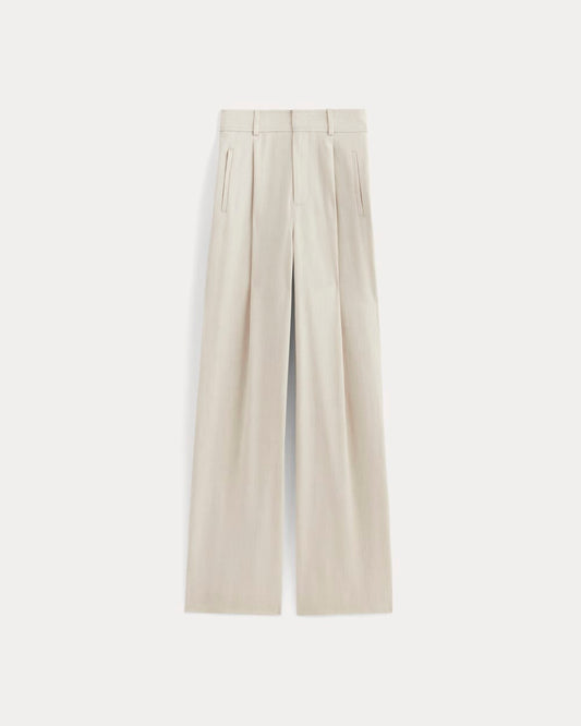 The Draper Pleated Pant in Buttersmooth | Heathered Oat | 32 Inseam