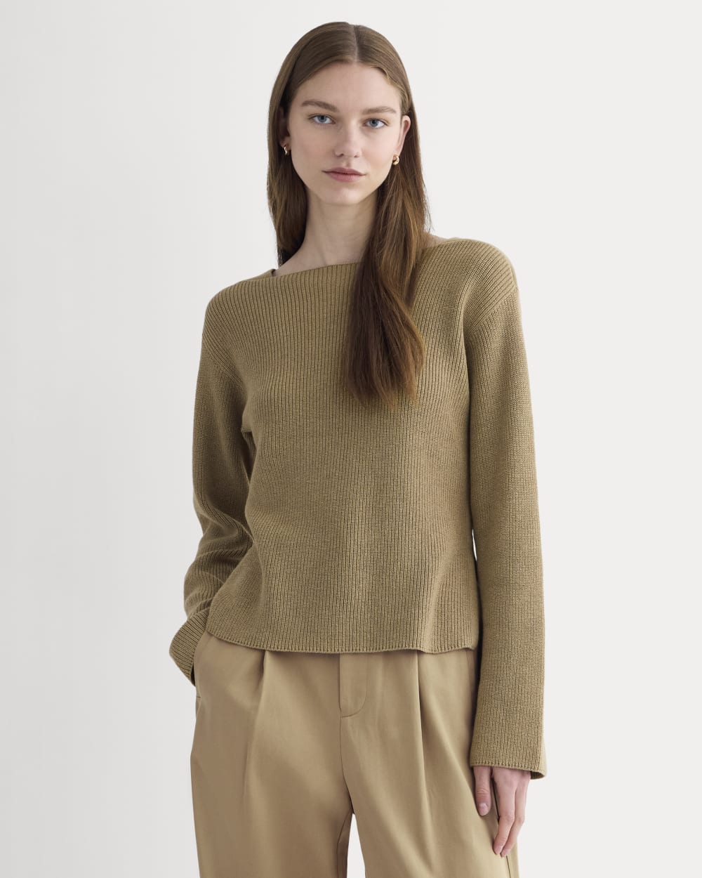 The Boatneck Top in Everyday Cotton | Dark Heathered Camel