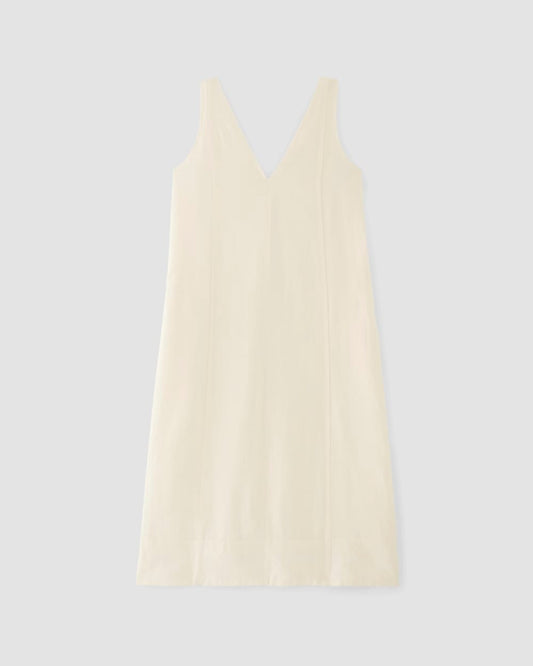 The Linen V-Neck Midi Dress | Bone