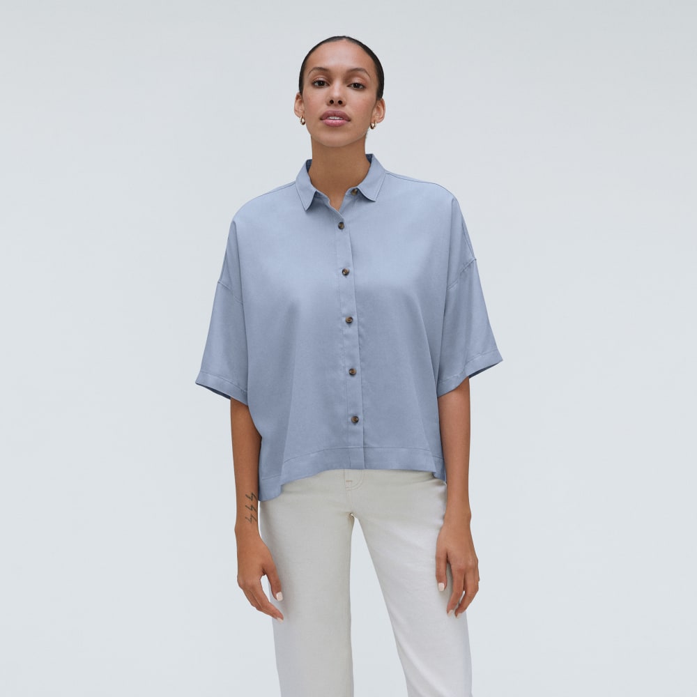 The Drapey Square Shirt | Blue Slate