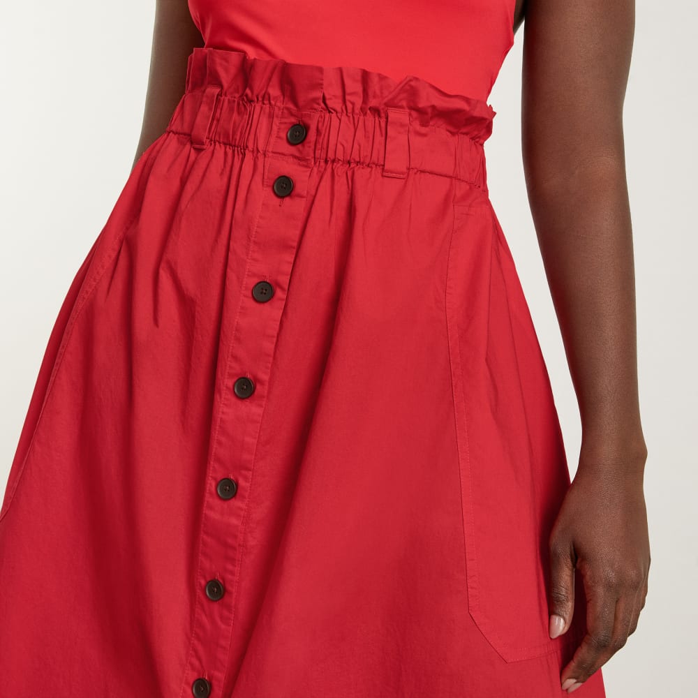 The Easy Button-Front Skirt | Goji Berry