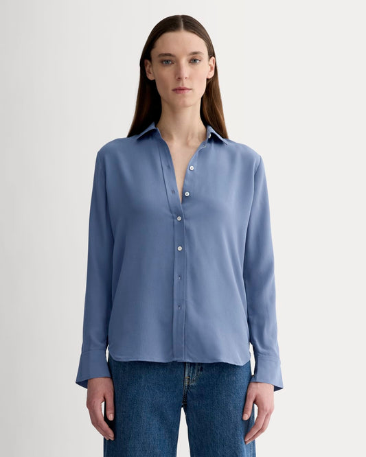 The Must-Have Shirt in Washable Silk | French Blue