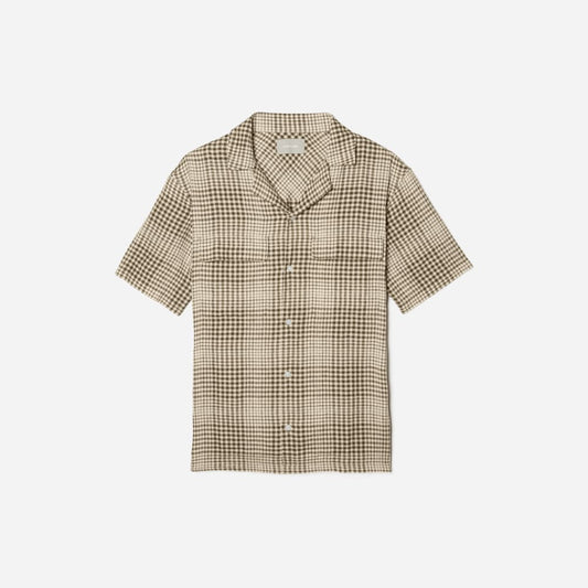 The Resort Shirt in Linen | Beech / Parchment Grid