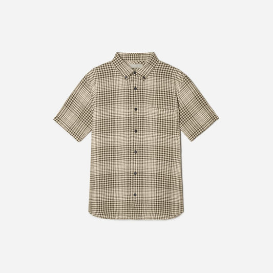 The Classic Short-Sleeve Shirt in Linen | Beech / Parchment Grid