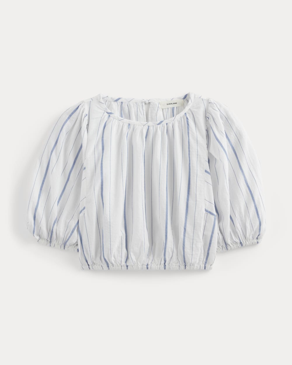 The Gauze Puff-Sleeve Top | Bone / Dutch Blue