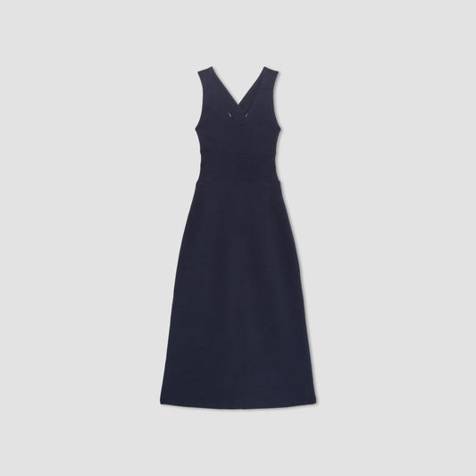 The Ribbed Cotton Cross-Back Dress | Navy