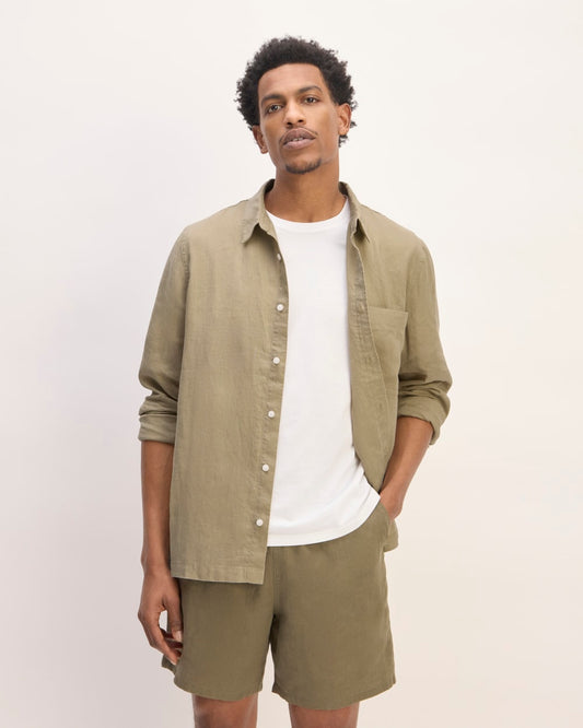 The Linen Straight Hem Shirt | Trench Coat Khaki