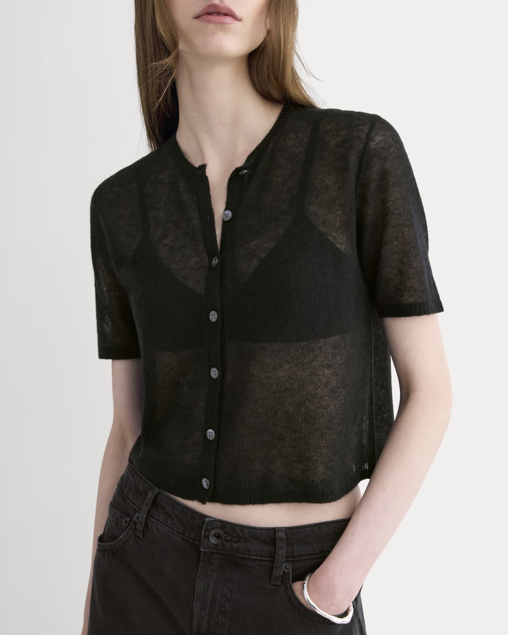 The Air Alpaca™ Short-Sleeve Cardigan | Black
