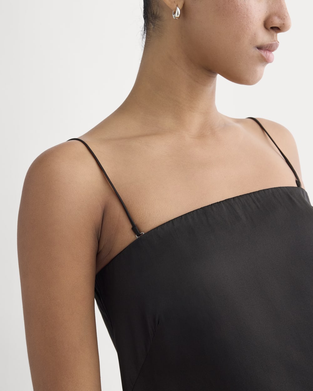 Thin Strap Cami in Silk Charmeuse | Black