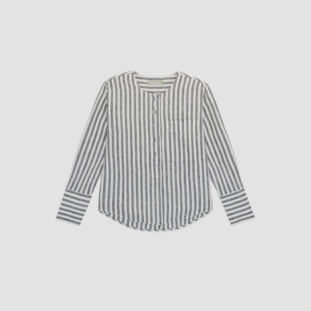 The Linen Popover Shirt | Bone / Navy