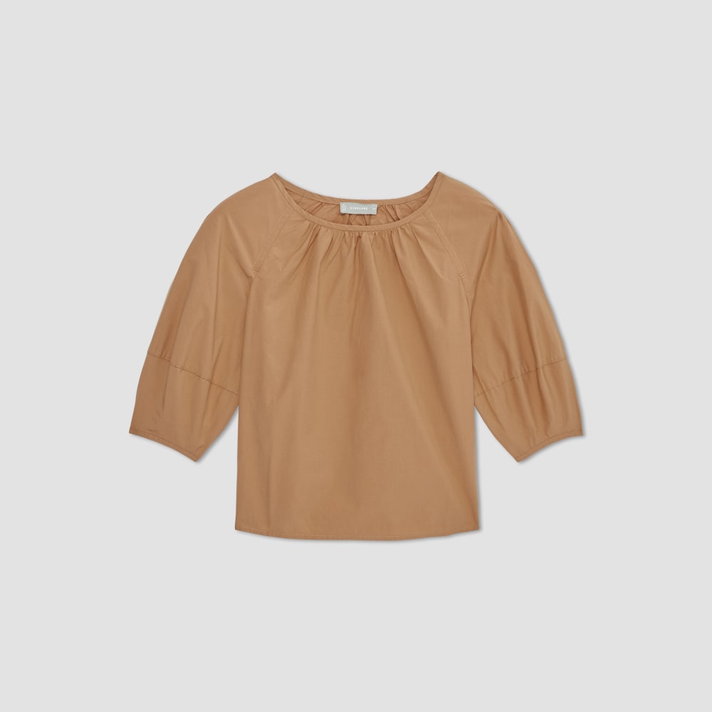 The Poplin Scoop-Neck Top | Caramel