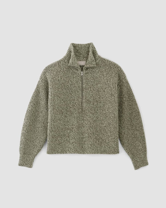 The Half-Zip Sweater in Luxe Merino | Seafoam Green / Kambaba Twist
