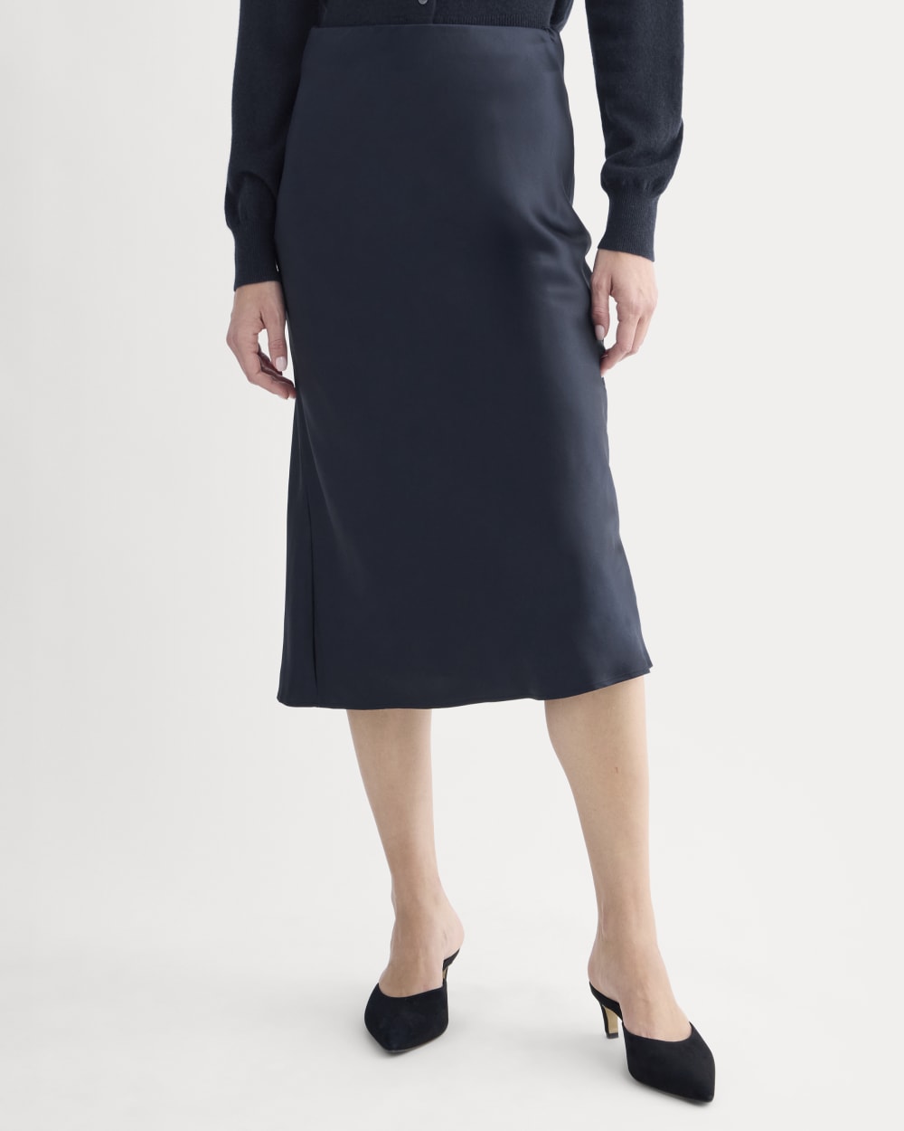 Slip Skirt in Silk Charmeuse | Navy