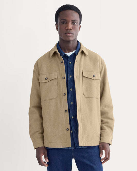 Heavyweight Waffle Twill Overshirt | Dark Heathered Camel