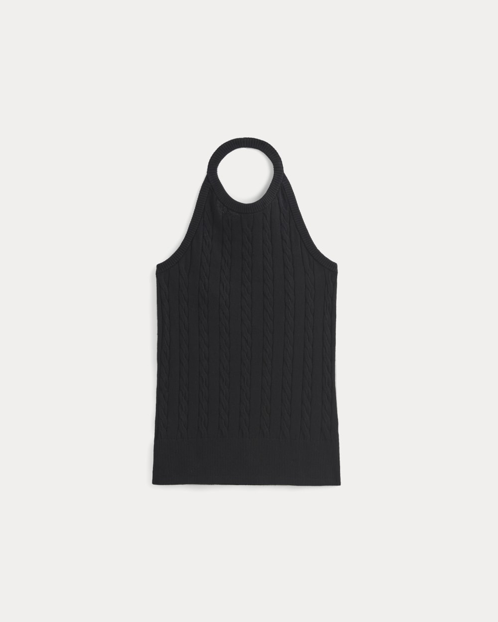 The Cable Halter in Cotton Cashmere | Black
