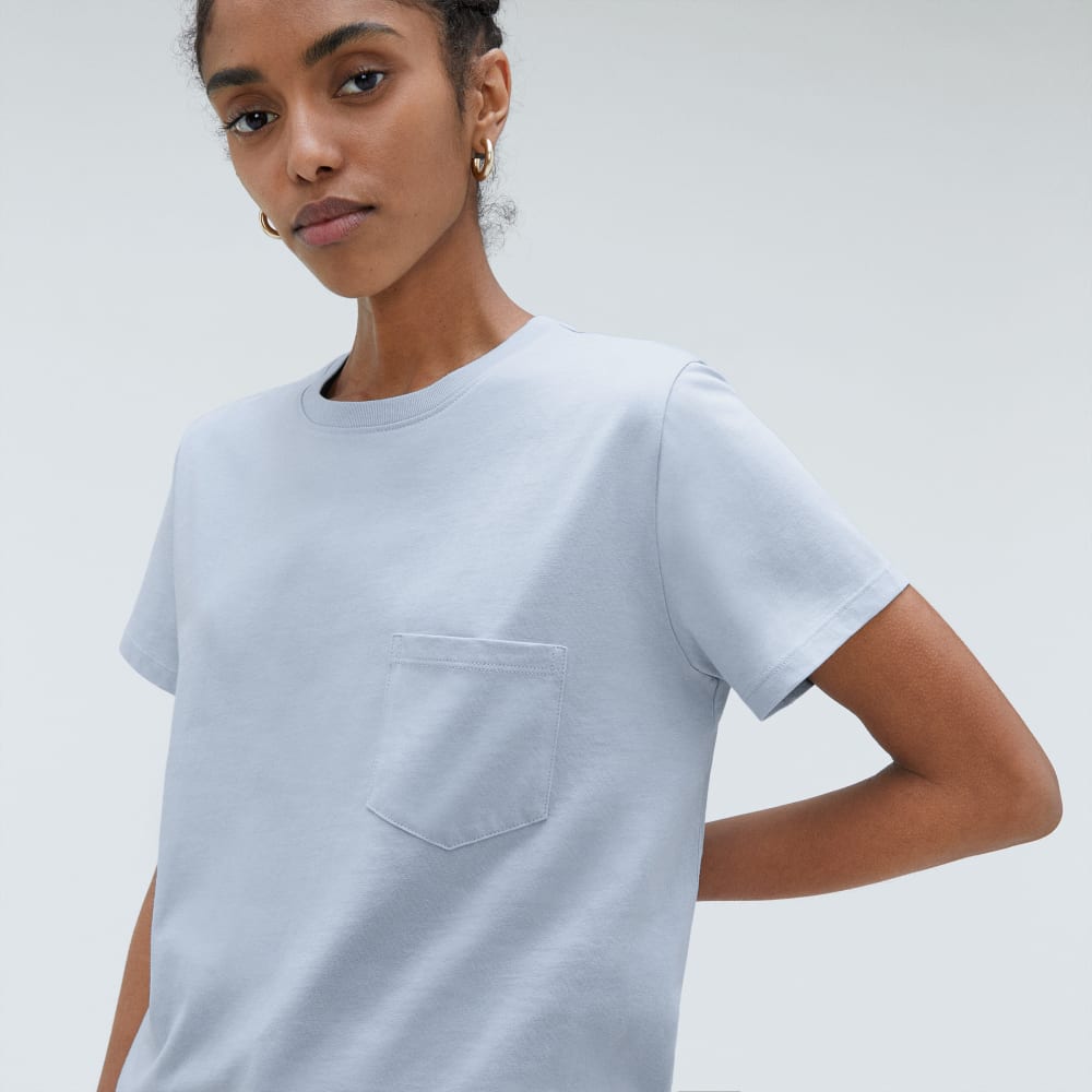 The Box-Cut Tee in Essential Cotton | Mist | Pocket