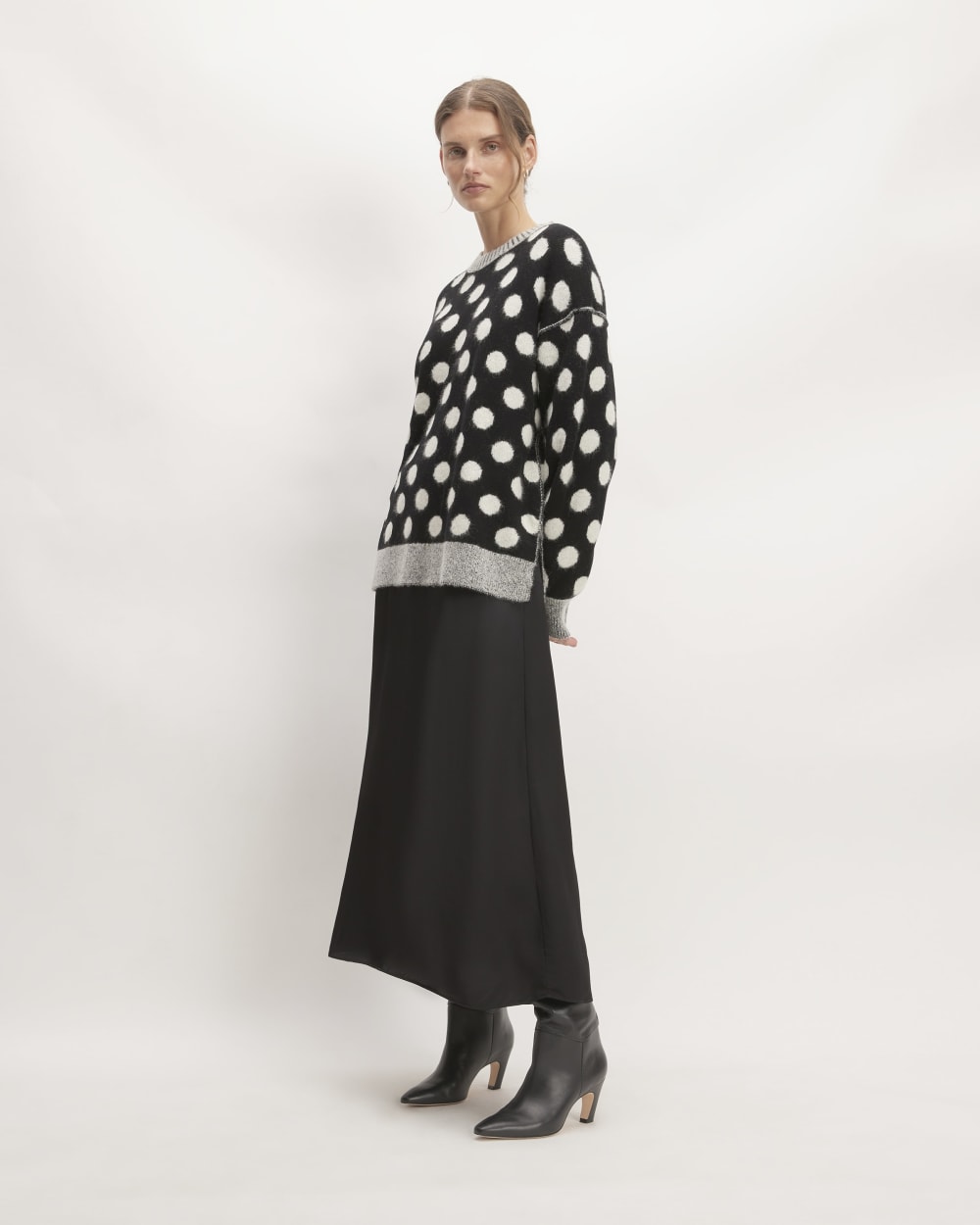 The Alpaca Polka Dot Oversized Crew | Black / Snow Polka Dot