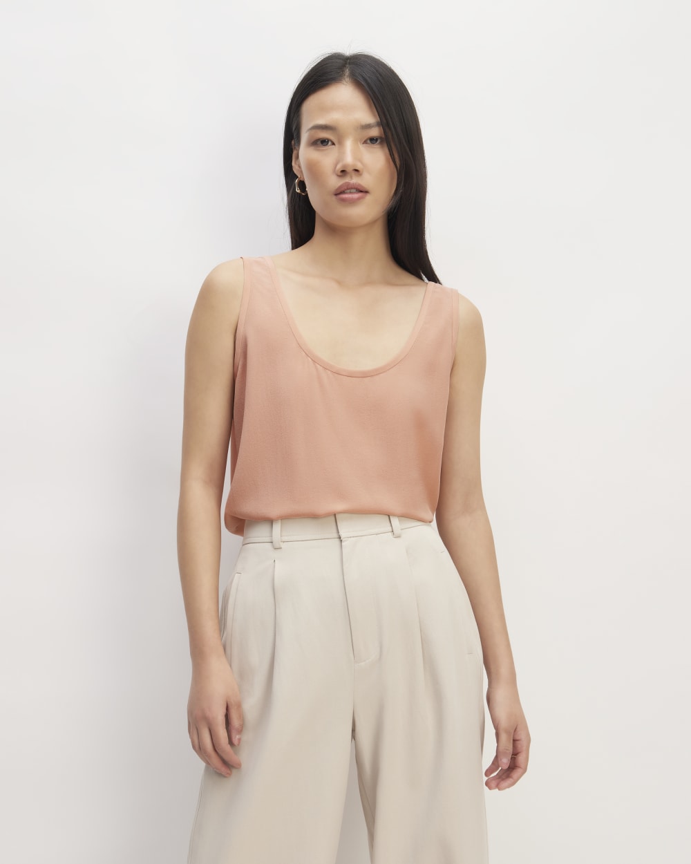 The Scoop Tank in Washable Silk | Blush Pink