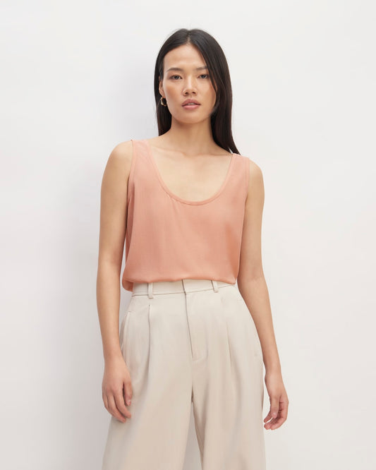 The Scoop Tank in Washable Silk | Blush Pink