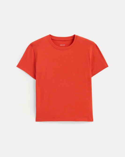 The Box-Cut Tee in Essential Cotton | Poppy Red | No Pocket