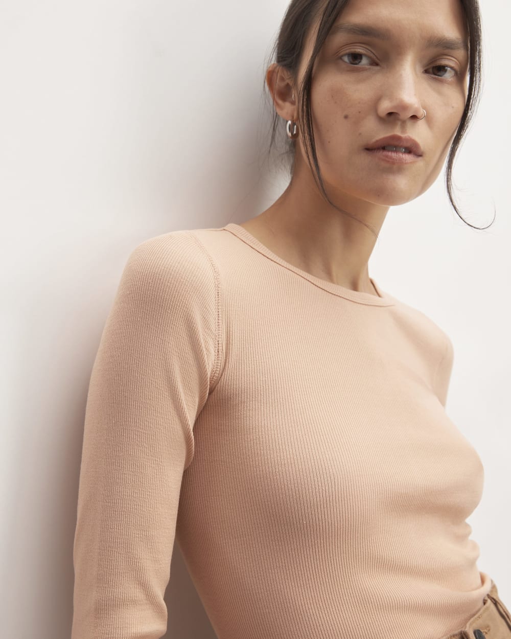 The Luxe Rib Long-Sleeve Crew | Blush Pink
