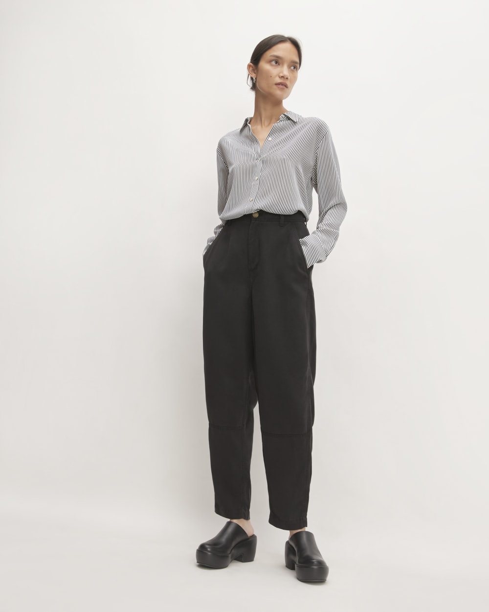 The Must-Have Shirt in Washable Silk | Black / White