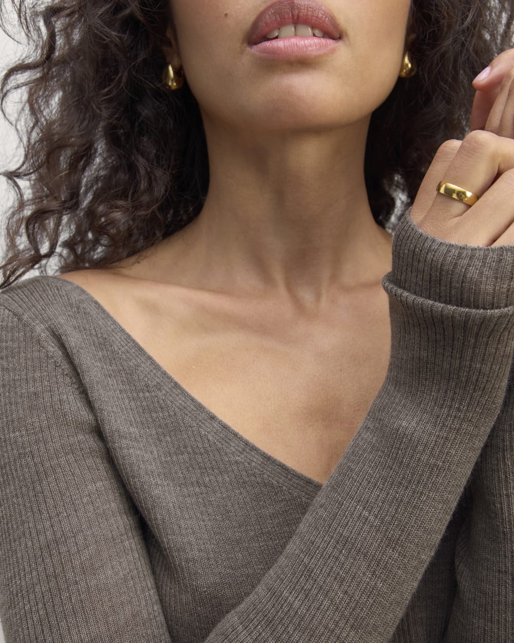 The Off-Shoulder Top in Ultrasoft Merino | Heather Cocoa