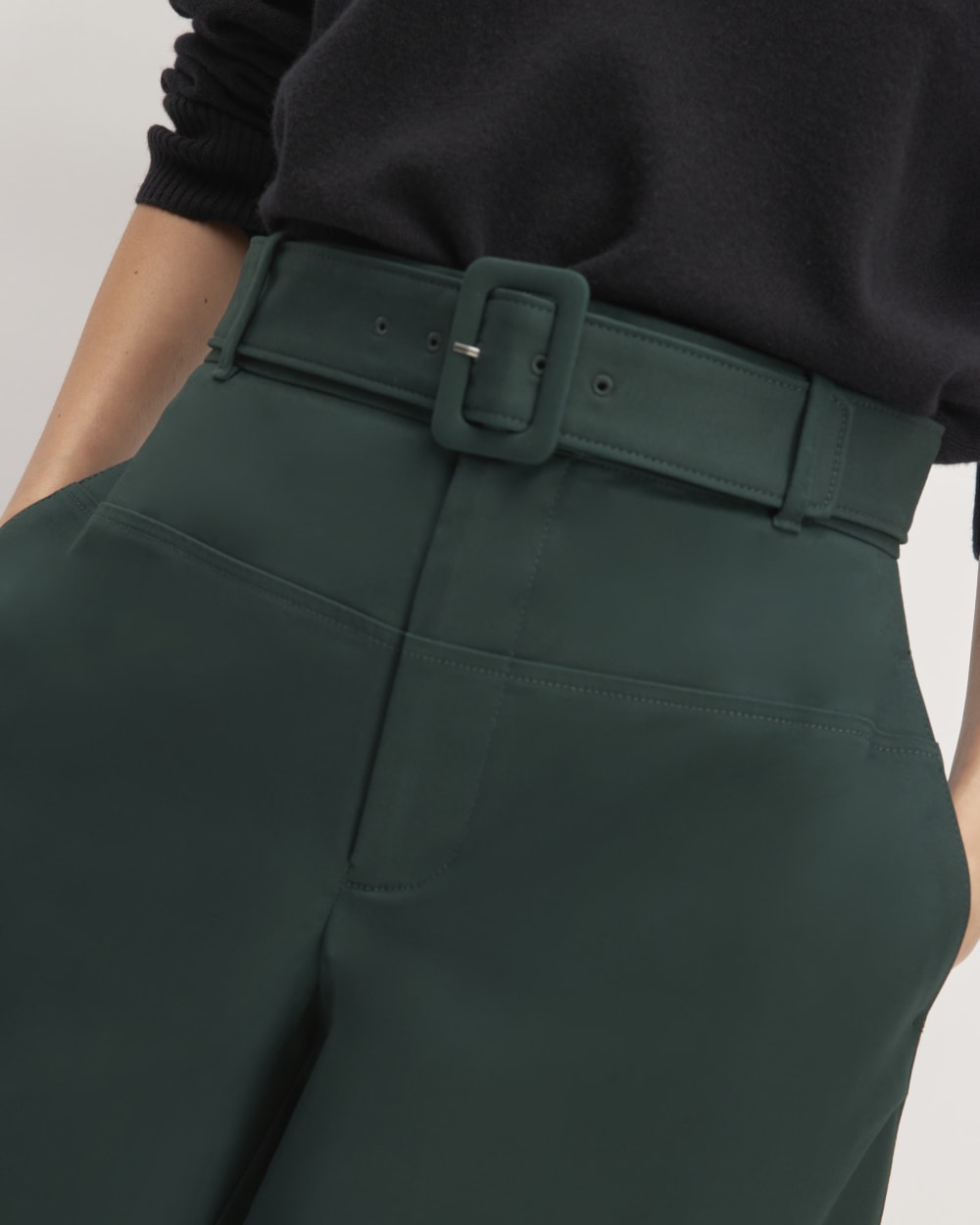 The Structured Cotton Belted Pant | Scarab