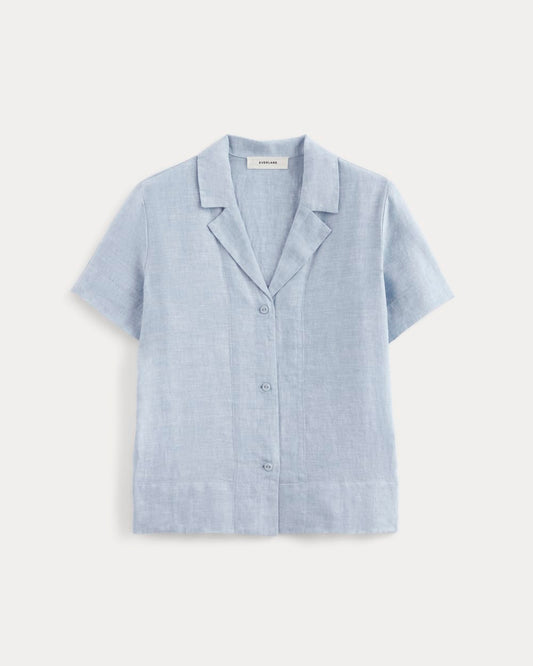 The Notch Shirt in Linen | Light Blue