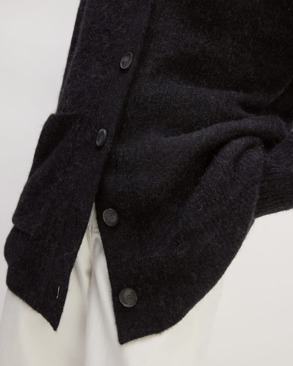 The Oversized Alpaca Pocket Cardigan | Heathered Black
