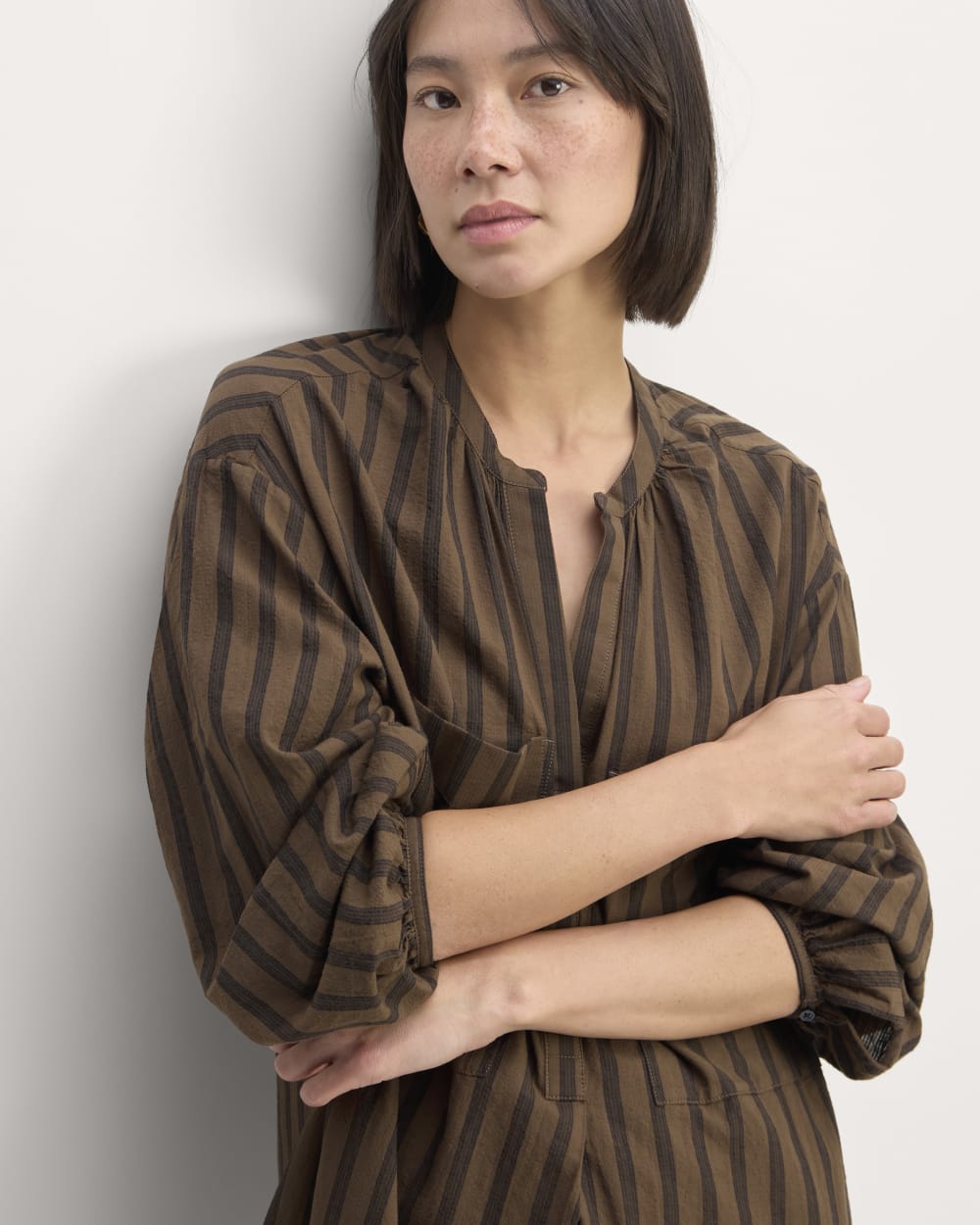 The Gauze Caftan Dress | Cocoa / Black