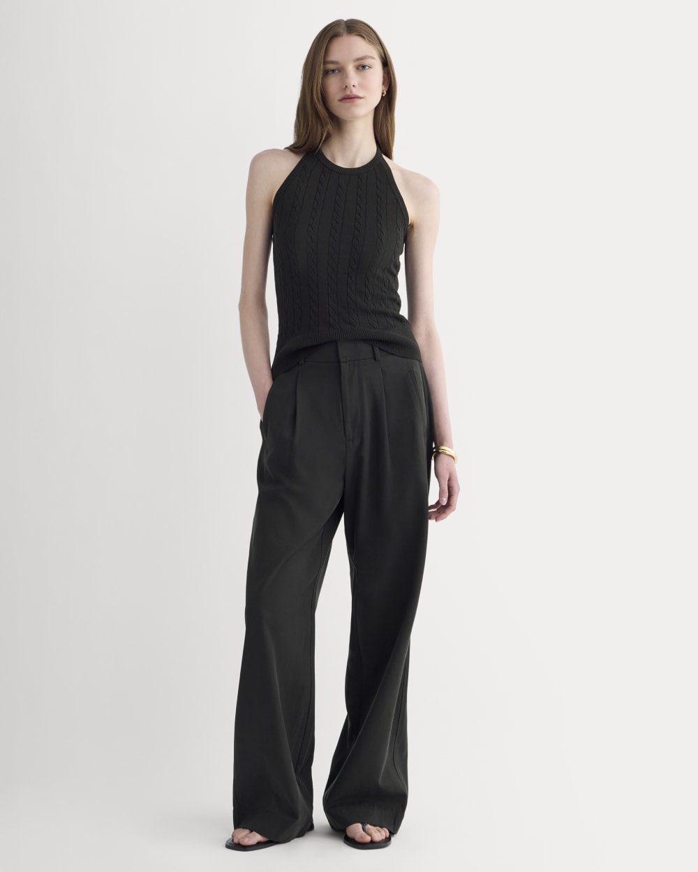 The Cable Halter in Cotton Cashmere | Black