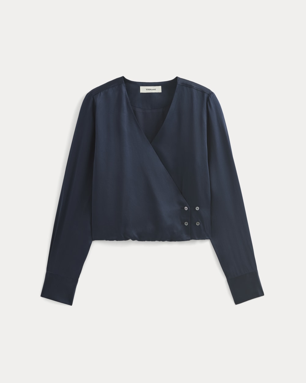 Wrap Top in Silk Charmeuse | Navy